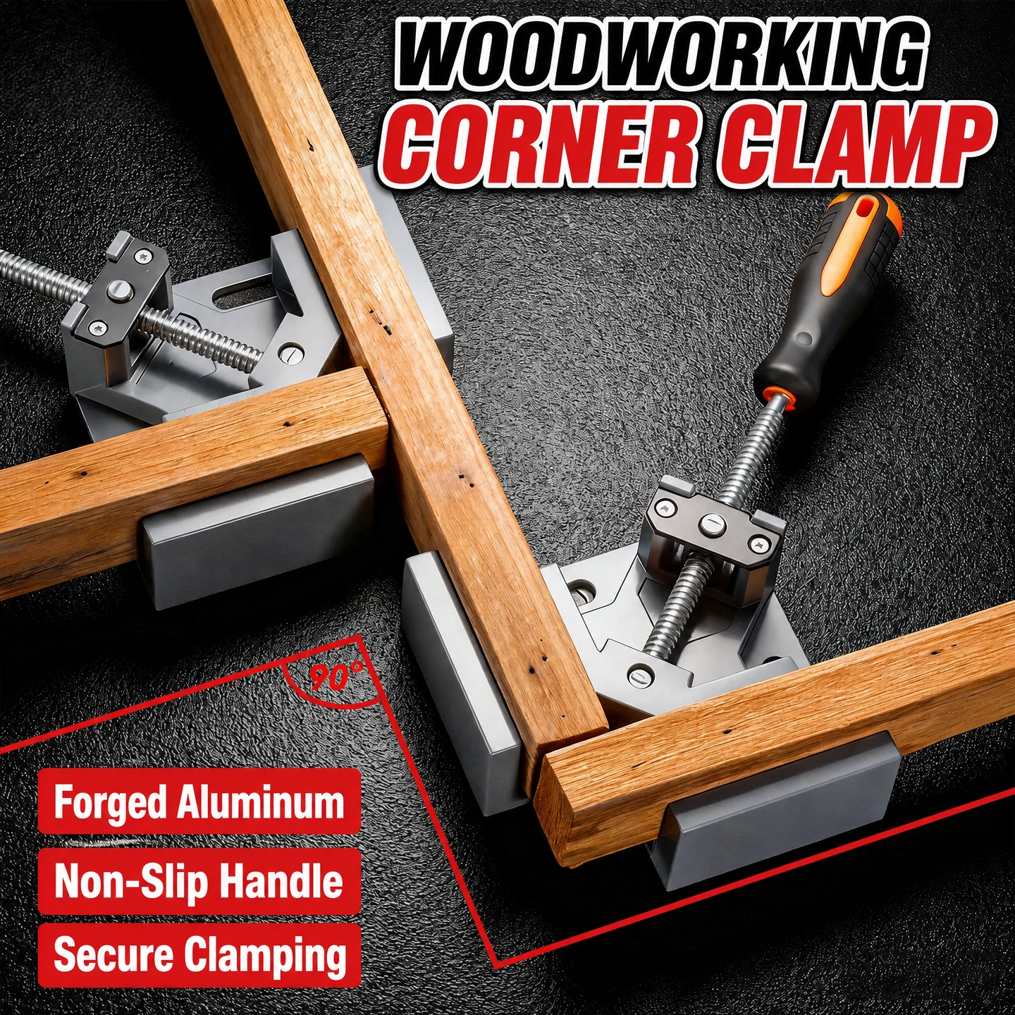 90 Degree Right Angle Clamp Aluminum Alloy Adjustable Single Handle Corner Clamp For Woodworking Welding Glass Framing