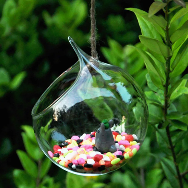 Free Shipping Different Size Big Open Glass Terrarium Vase Diameter=8cm 10cm 12cm 15cm Wedding Live Prop DIY Hanging Container