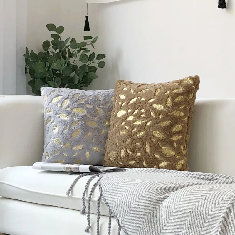 2 Stück Kunstfell Folienprint Feder Dekorative Kissenbezüge, Flauschige und Weiche Plüsch-Kissenhüllen, für Sofa, Bett, Wohnzimmer – Detail 8