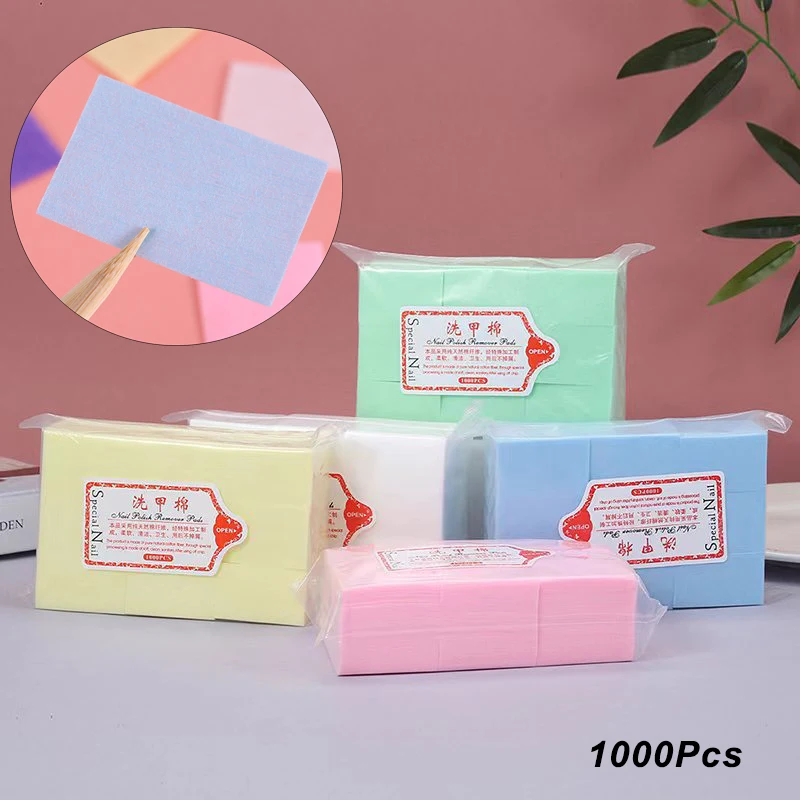 1000 قطعة/الحقيبة خالية من الوبر مزيل طلاء الأظافر مناديل المناديل مانيكير الأنظف UV هلام إزالة طلاء الأظافر وسادات قطنية أدوات التطهير #1