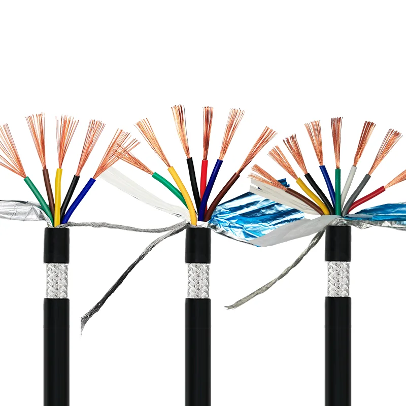 RVVP Wire Shielded Cable PVC sheathed Flexible insulate Black 2 3 4 Multic Core 11 13 15 17 18 20 AWG 300V Oil Proof Screened