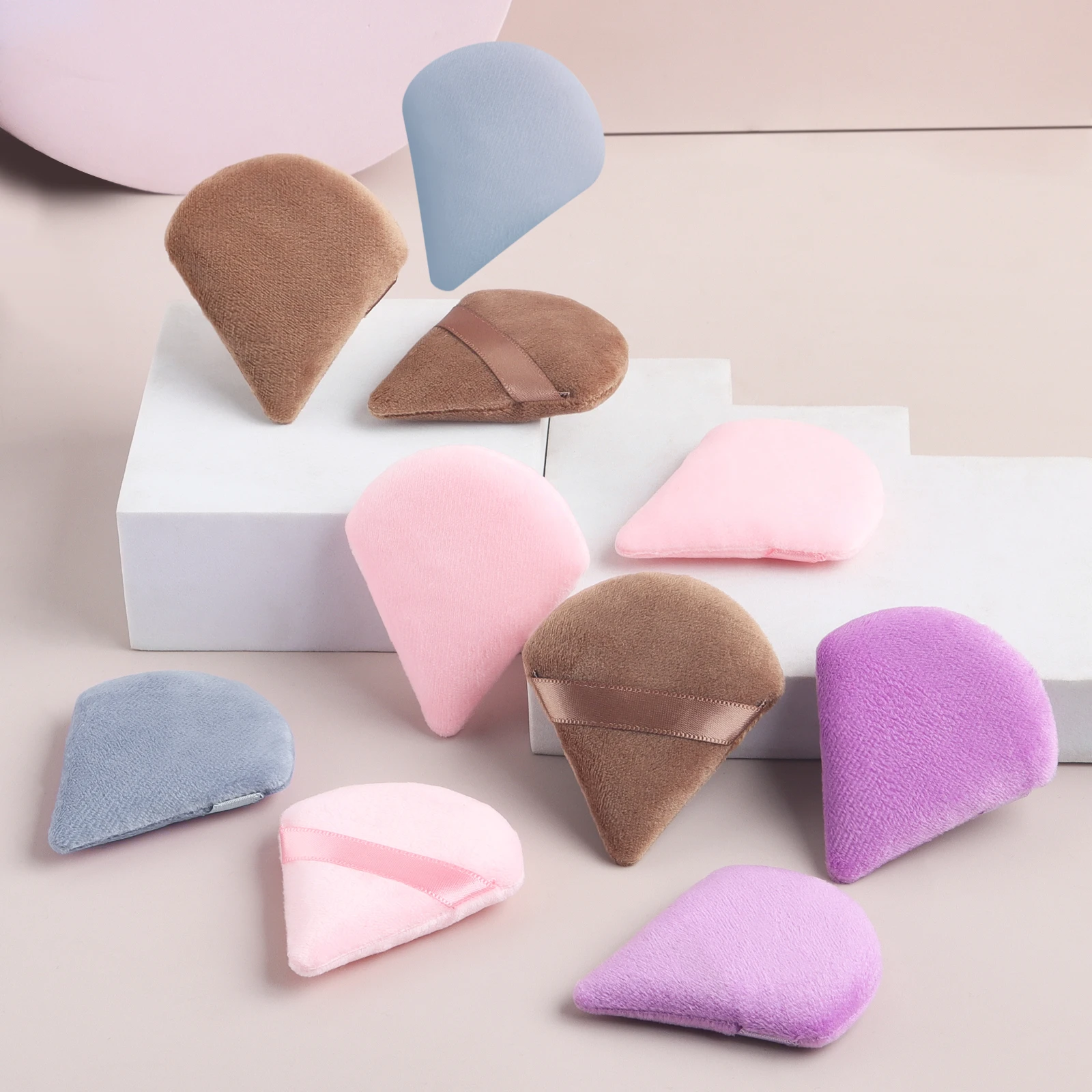 Powder Puff,10Pcs Daily Triangle Double layer sponge Reusable Cosmetic powder puff For Makeup, Foundation