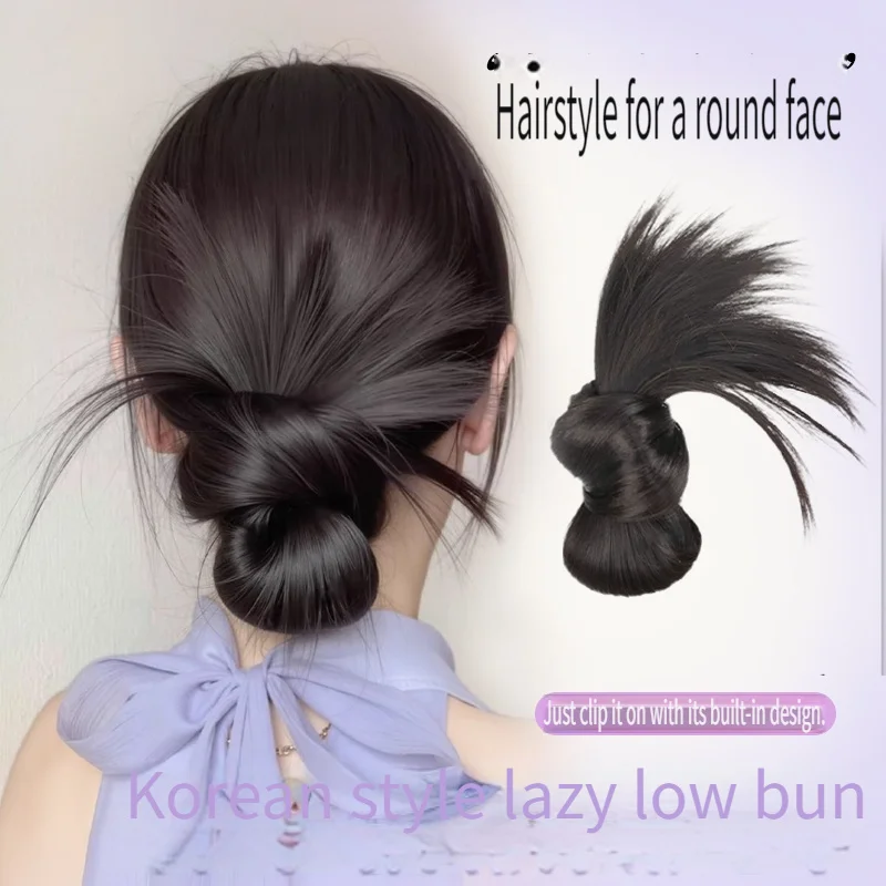 Niedriger synthetischer Dutt-Pferdeschwanz-Haar, natürliches, flauschiges Klauen-Clip-Chignon-Haar für Frauen, Lazy Bun Perückentasche, Haar-Accessoires für den täglichen Gebrauch – Detail 1