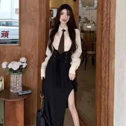 Traje de uniforme Jk japonés para mujer, Falda plisada de cintura alta, conjunto de tres piezas Vintage mejorado, Primavera