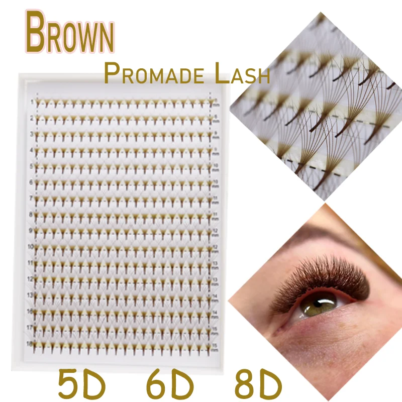 

320 Pointy Fans Brown Promade Lash 5D 6D 8D Mega Volume Russian Premade Lashes Trays For Cosplay Woman Makeup Eyelash Extension