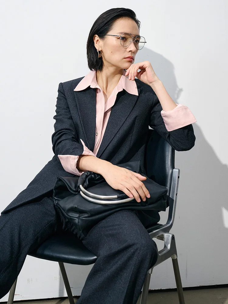 

X 2026 New Women's Suit Old Money Sle High End Brand ey Bla Commute Set Spring Autumn Faionable Profional Suit