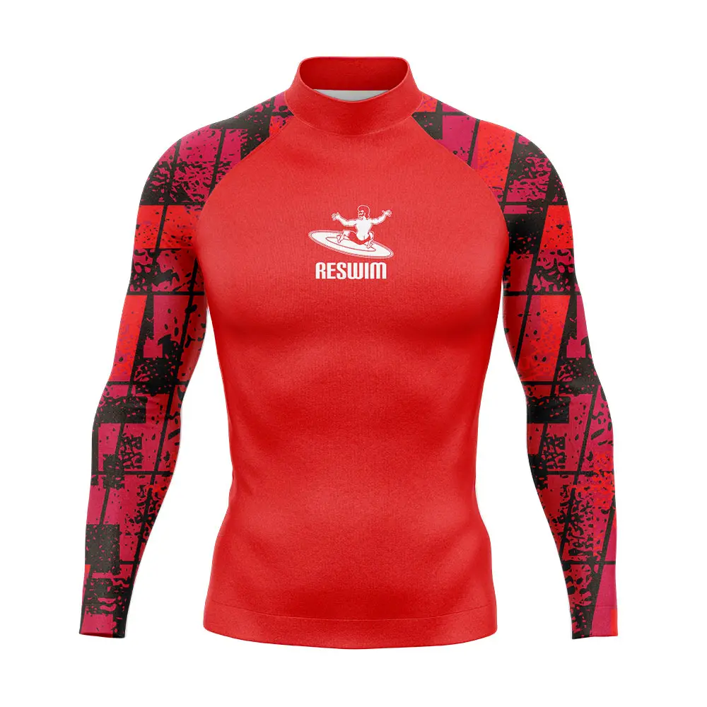 New Men\'s Long Sleeve Rash Guards T-shirts Surfing Diving Suit Swimwear UV Protection Swimsuit Swimming Tight Shirts Gym Clothes