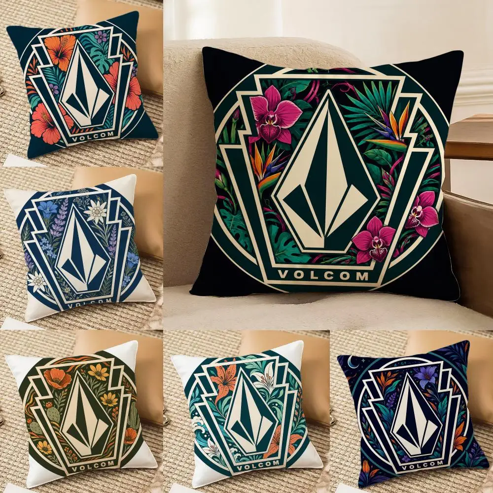 Fashion Sports Stone V-VolcomS Cushion Cover Double-Sided Plush Sofa Cushion Covers Organic Breathable Invisible Zipper