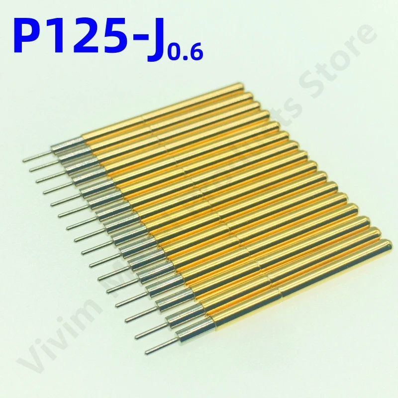 

20/100PCS P125-J Spring Test Probe Test Pin Pogo Pin P125-J0.6 ICT FCT PCB Test Tool 0.6/1.7/2.02/33.35mm Needle Round Tip