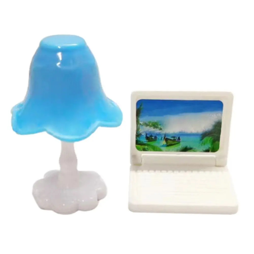 Mini Lâmpada De Mesa De Plástico Em Miniatura Para Decoração De Casa, Laptop Bonito, Tablet, Decoração, Brinquedo, Casa De Bonecas, Alta Qualidade, 2 Cores, 1:12