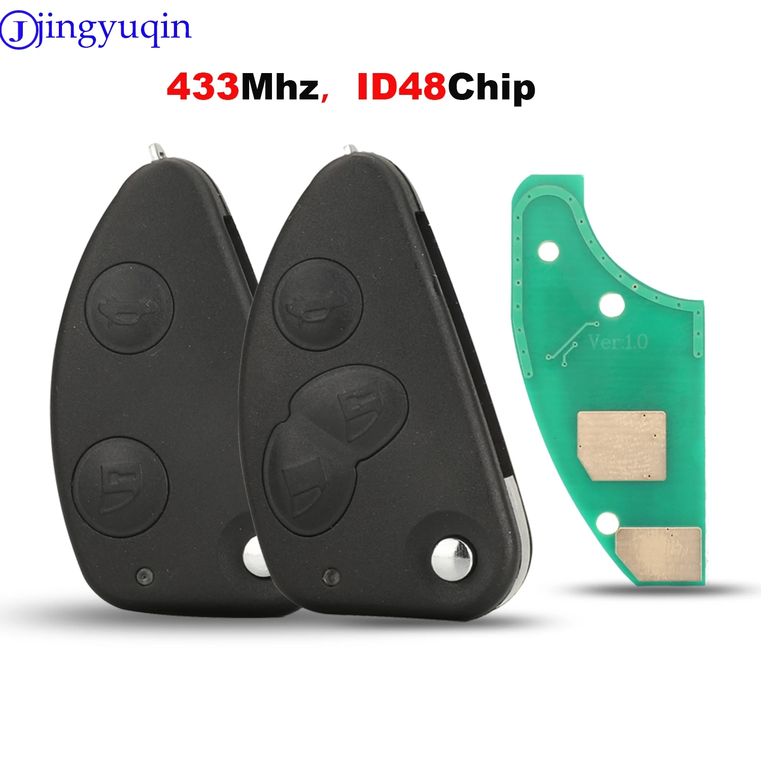 

jingyuqin Remote 2/3 Buttons Flip Car Key Case Cover Fob For Alfa Romeo 147 156 166 GT 433Mhz ID48 Chip Full Key