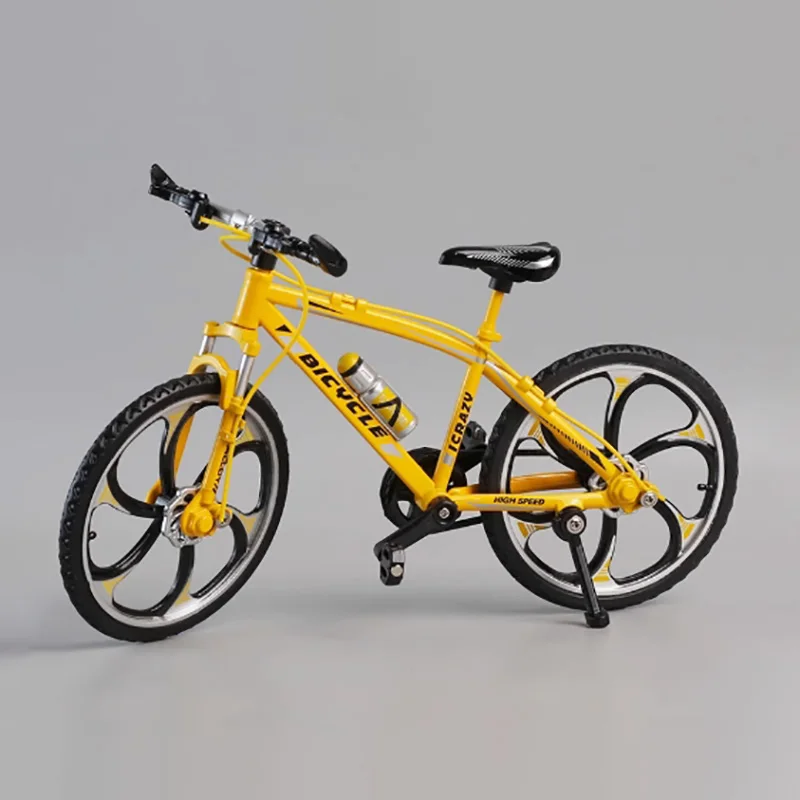 Bicicleta de aleación, modelo fundido a presión, mango curvo, colección de simulación de deslizamiento lateral de carretera, bicicleta de montaña de Metal, juguete de carreras para niño