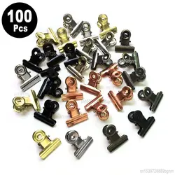 100Pcs 21x23mm Round Metal Grip Clips Bulldog Clip Ticket Paper Stationery Clip For Tags Bags Document Binder Clip Photo Clamp