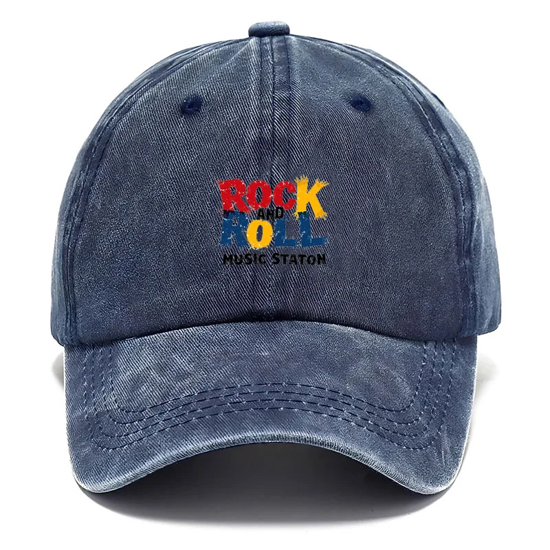 Gorra de béisbol de algodón lavada Vintage personalizada para hombres y mujeres, sombrero con patrón Retro con tema musical, gorra ajustable para papá para uso informal diario