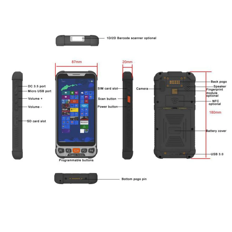 Imagem -05 - Handheld Robusto Pda Scanner Terminal Nfc Tags Reader 4g Lte Uhf Rfid Nfc 2d Doca de Carregamento 5.5 Sh5