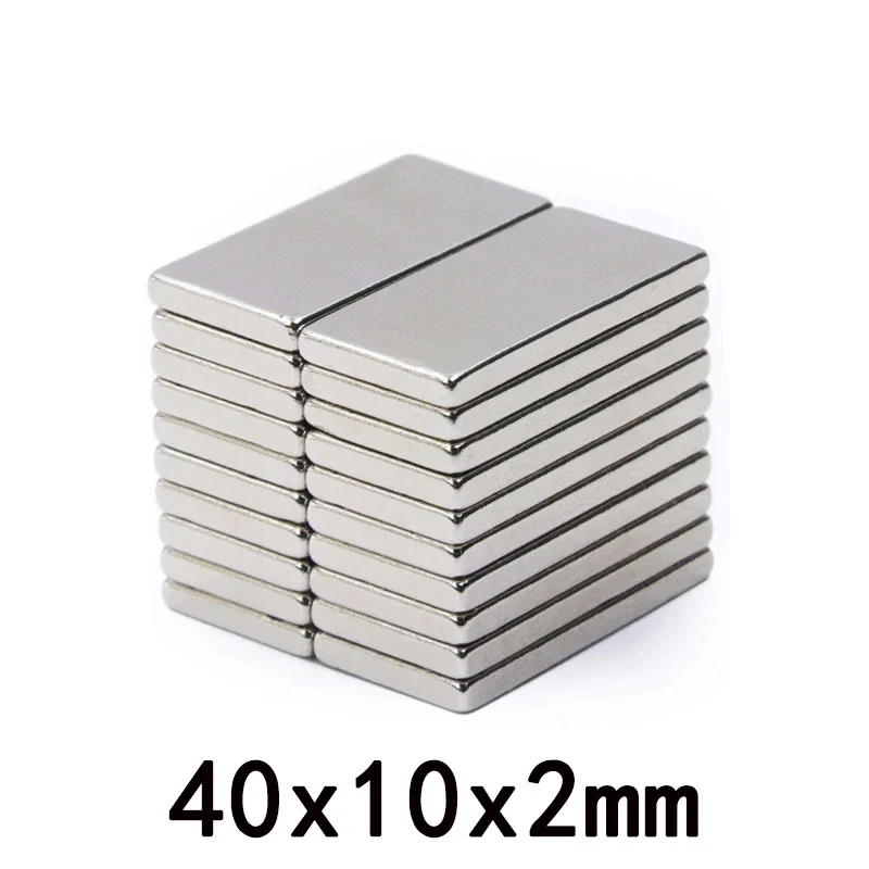 2/5/10/20/50Pcs Block Powerful 40x10x2mm Super Strong Sheet Rare Earth Magnet Thickness Block Rectangular Neodymium