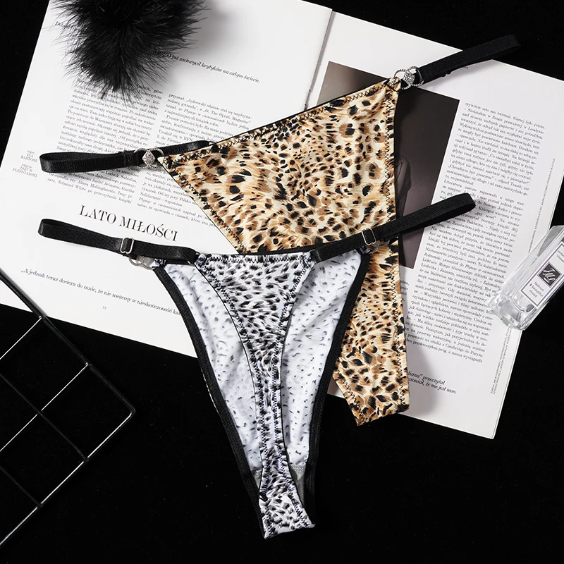 Women Leopard Print Underwear Invisible Seamless Panties G-String Female Sexy Thongs Adjustable Waist Ladies Lingerie