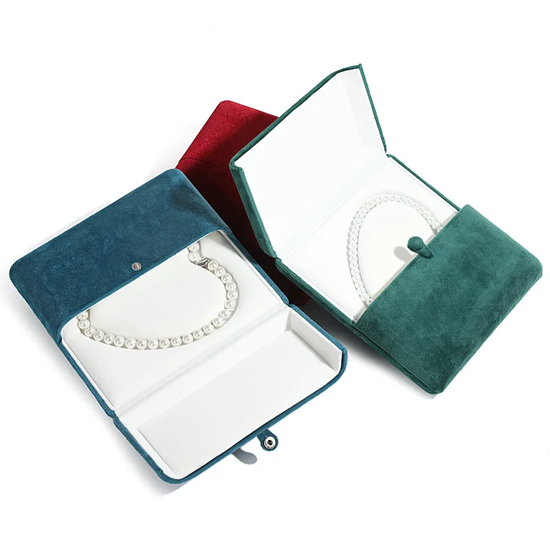 

Фланелевый футляр для ювелирных изделий: двойное открытие, застежка-кнопка, для ожерелья с жемчугом в форме сердца, оптовая продажа