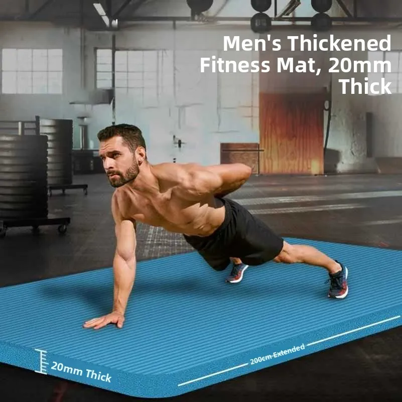 Men's Extra Large Thickened Fitness Yoga Mat Noise Reduction Home Gym Training Blanket Polyester Fiber NBR Material