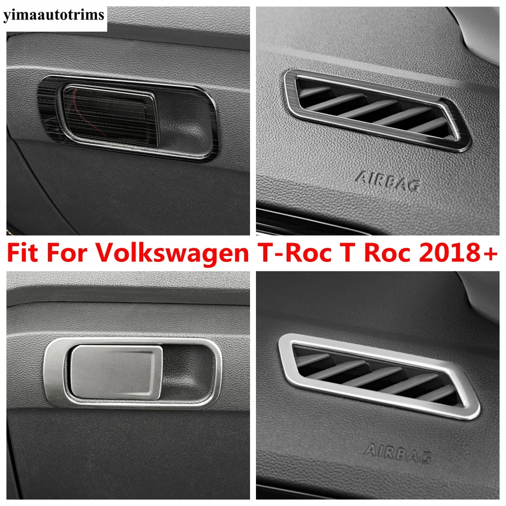 

Glove Box Button Switch / Dashboard AC Air Panel Cover Trim Stainless Steel Accessories For Volkswagen T-Roc T Roc 2018 - 2021