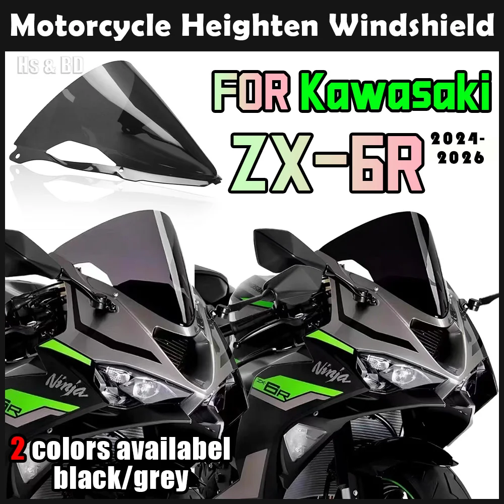 

Motorcycle Windshield For Kawasaki ZX-6R 2024-2026 Heighten Windscreen Enlarge Wind Spoiler Cover Fairing Windshield WR S RaciNG