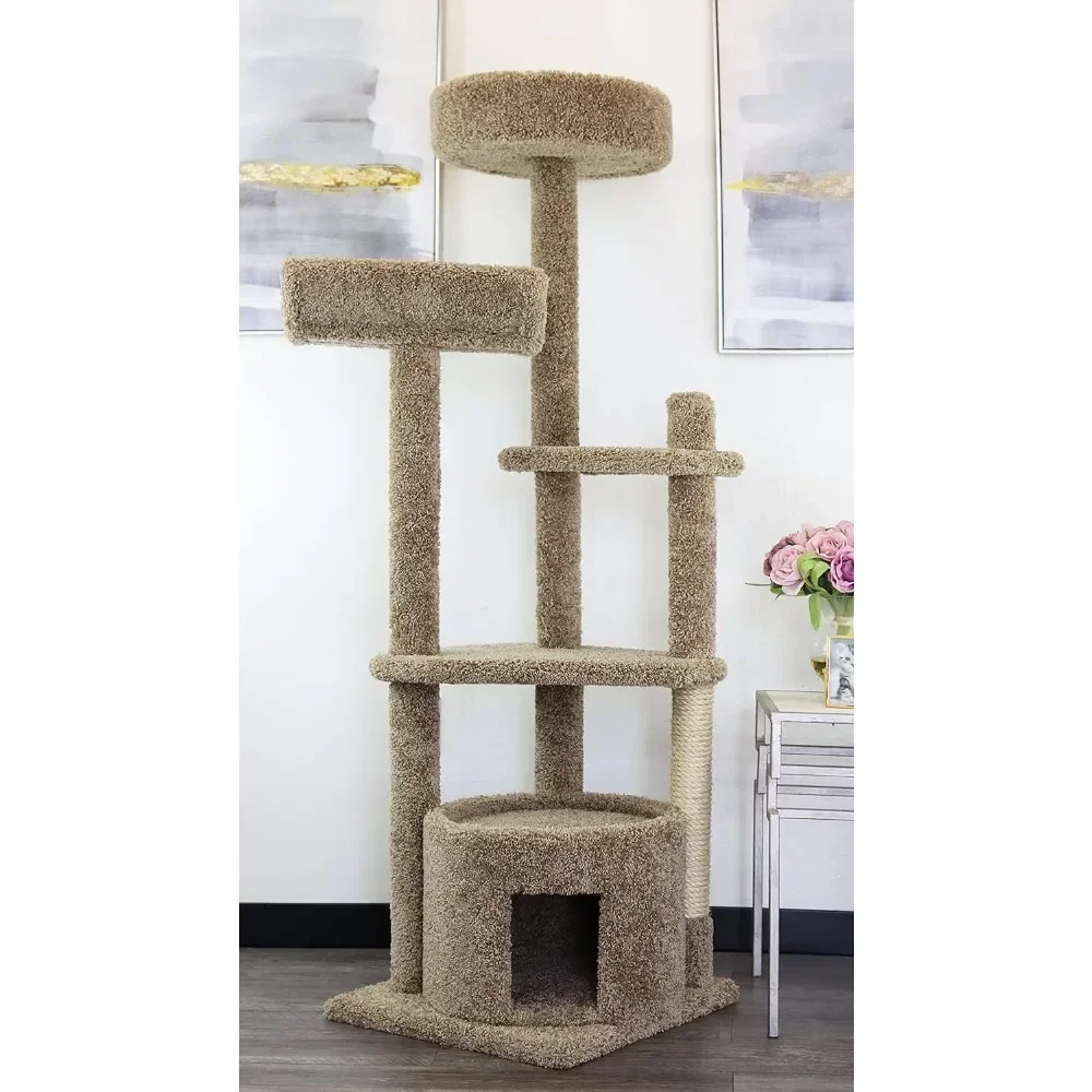 

Cat Tower, Cat Apartment 64 "made of solid wood, home grade carpet, and pure natural oil-free sisal rope, cat tree