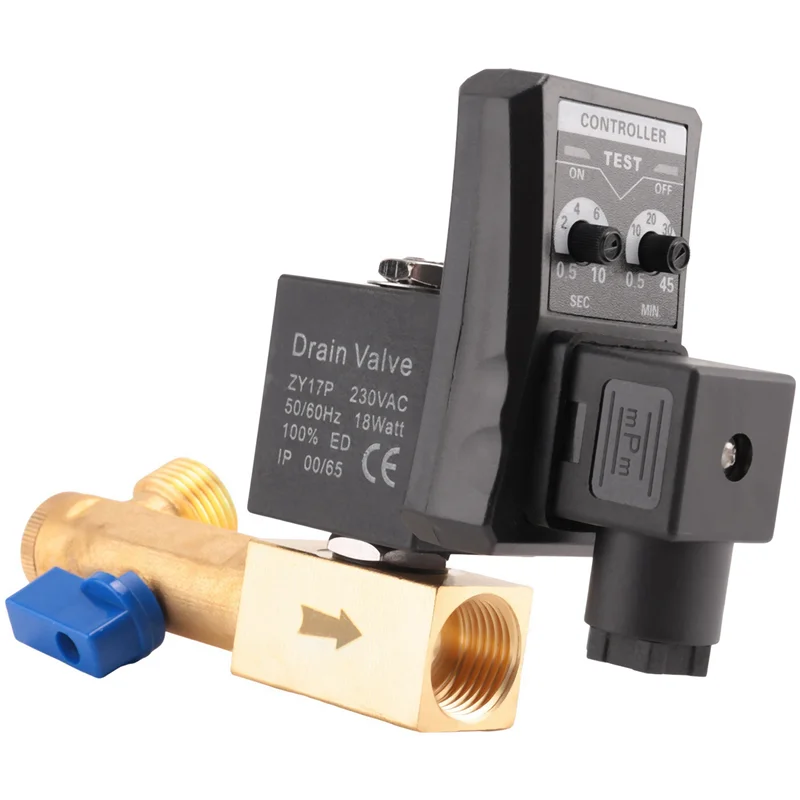 FAST-2X G1/2 DN15 230V Tanque de água cronometrado automático Válvula de drenagem cronometrada eletrônica para gerenciamento de condensados de compressor de ar