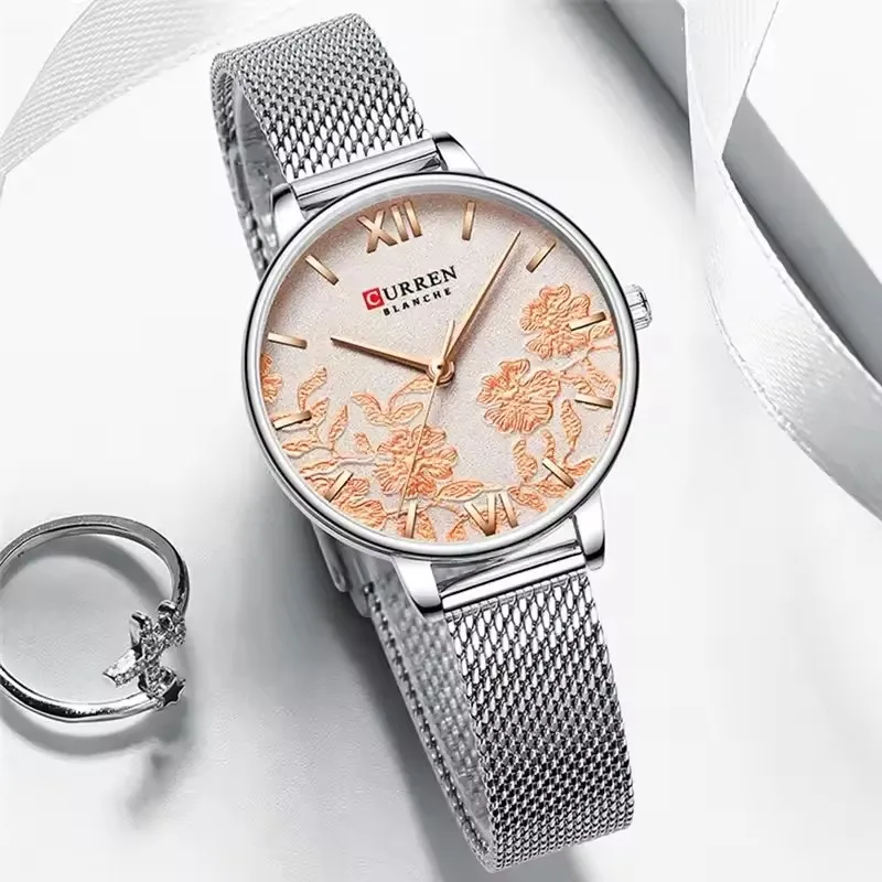 CURREN 9065 Elegant Women's Quartz Watch Waterproof Top Brand Luxury Classic Bracelet Stainless Steel Leather Women's Watch