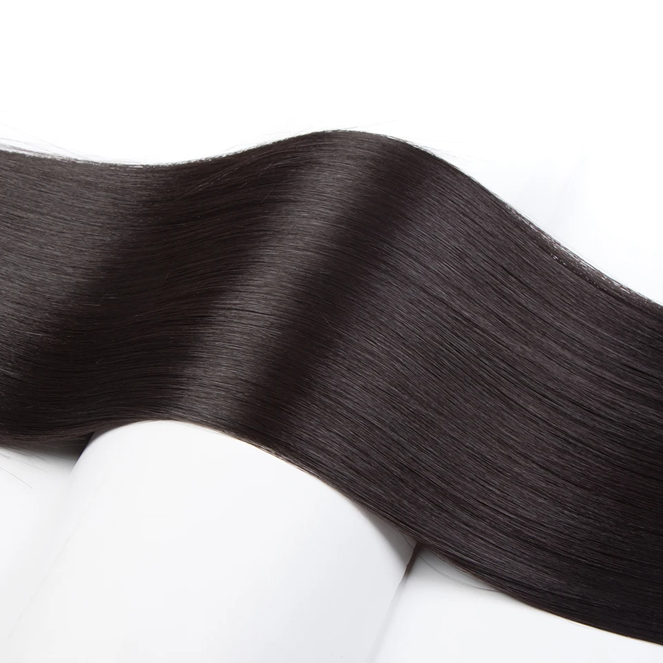 FASHION IDOL Straight Ponytail Hair Synthetic Wrap Around Clip in Fake Hair Extensions Natural Hairpiece Fiber Black Pony Tail