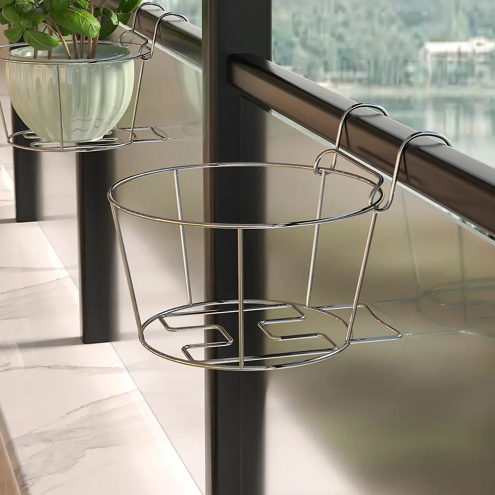 Stainless Steel Flower Rack Hanging Plant Pot Holder for Balcony Indoor Outdoor Use Decorative Succulent Pot Shelf Gardening view 5
