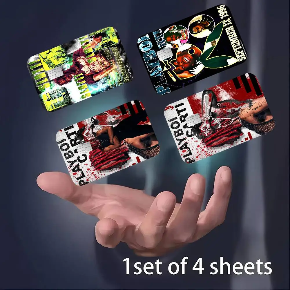 Rapper P-Playboi C-Carti Different Styles Poker Sticker Film Tape Skin for Credit Card Debit Card Big Chip