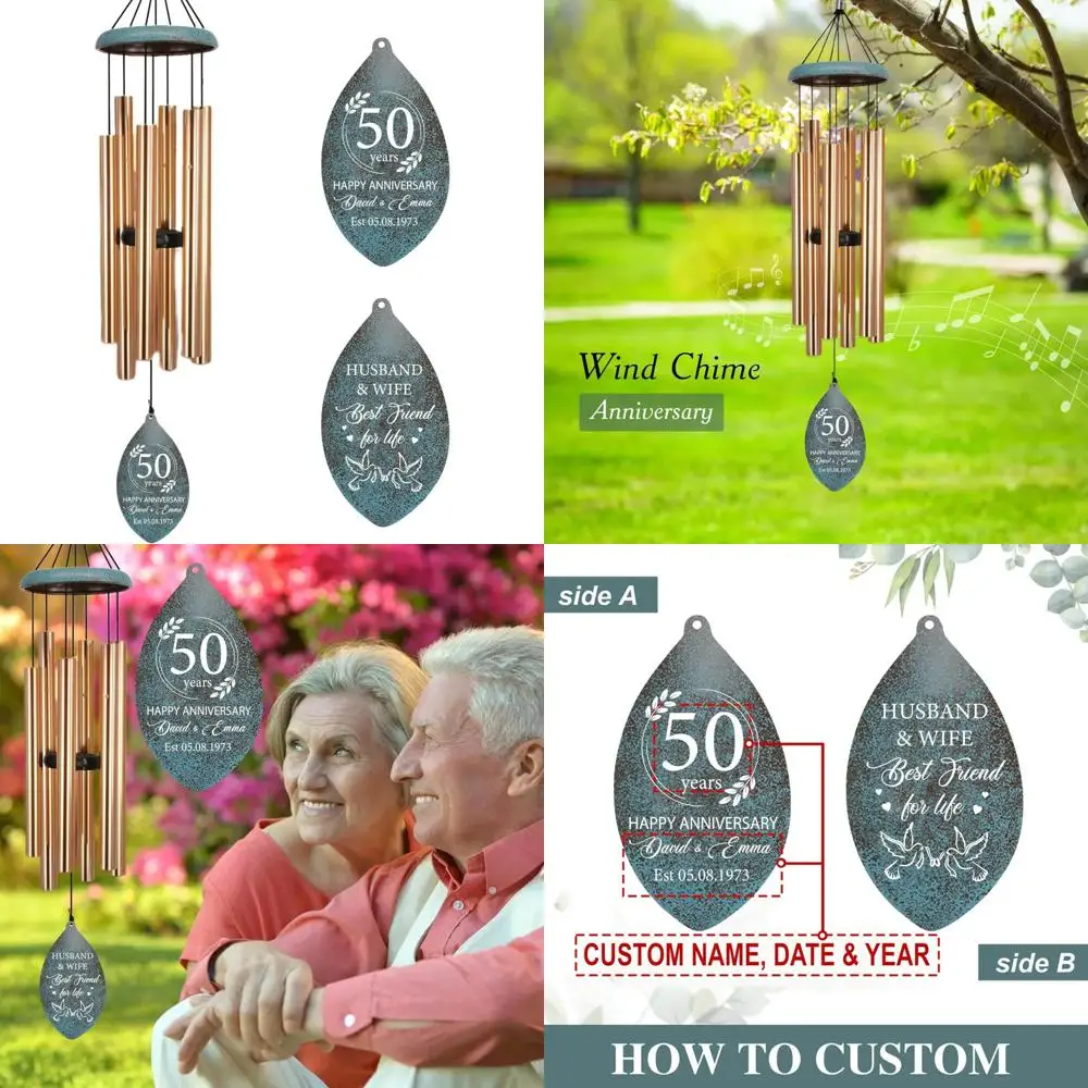 

customized 20th & 50th anniversary wind chime - perfect wedding or valentine's day gift for couples