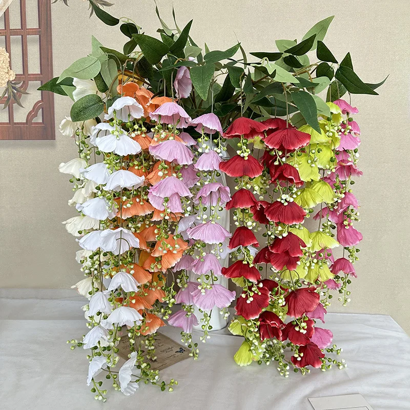 

142cm 3 Forks Lily of The Valley Artificial Flowers Home Decor Wedding Road Leads Party Ceiling Flower Arrangement Decoration