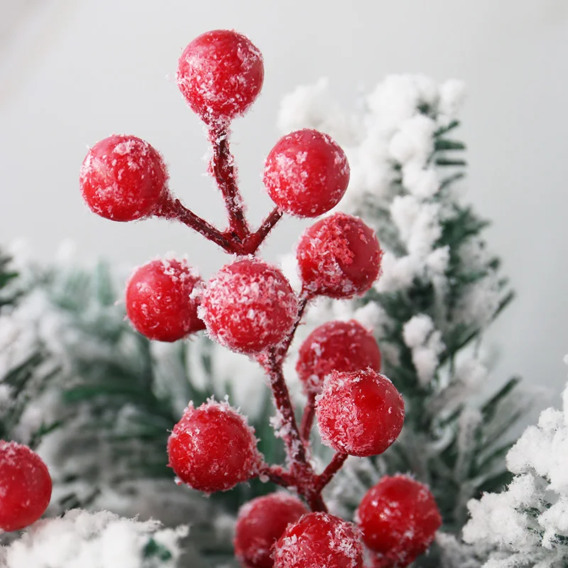 (10 pieces/pack) 22cm with Frost Berry Props Christmas Decorations Artificial Berry String DIY Decoration