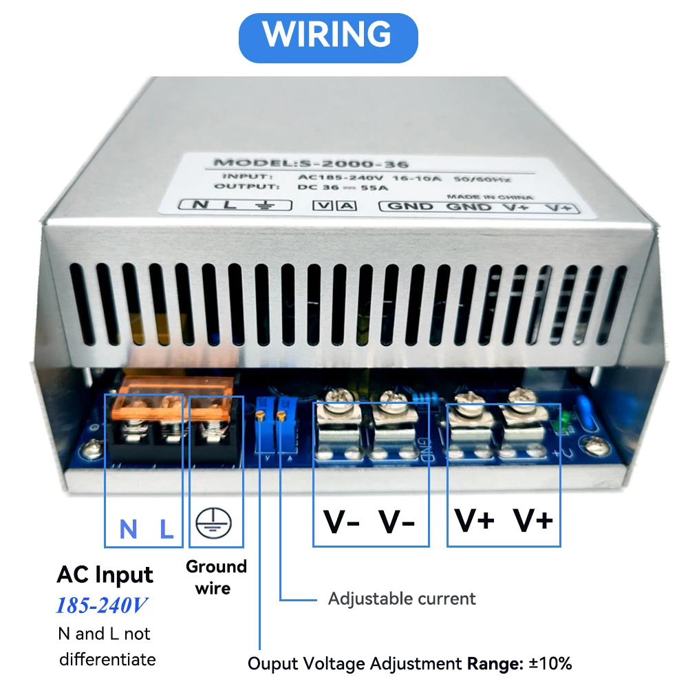 Imagem -06 - Fonte de Alimentação 2000w 24v 36v 48v 60v 83a 55a 40a 33a 220v ca Smps Sps Mineração Psu