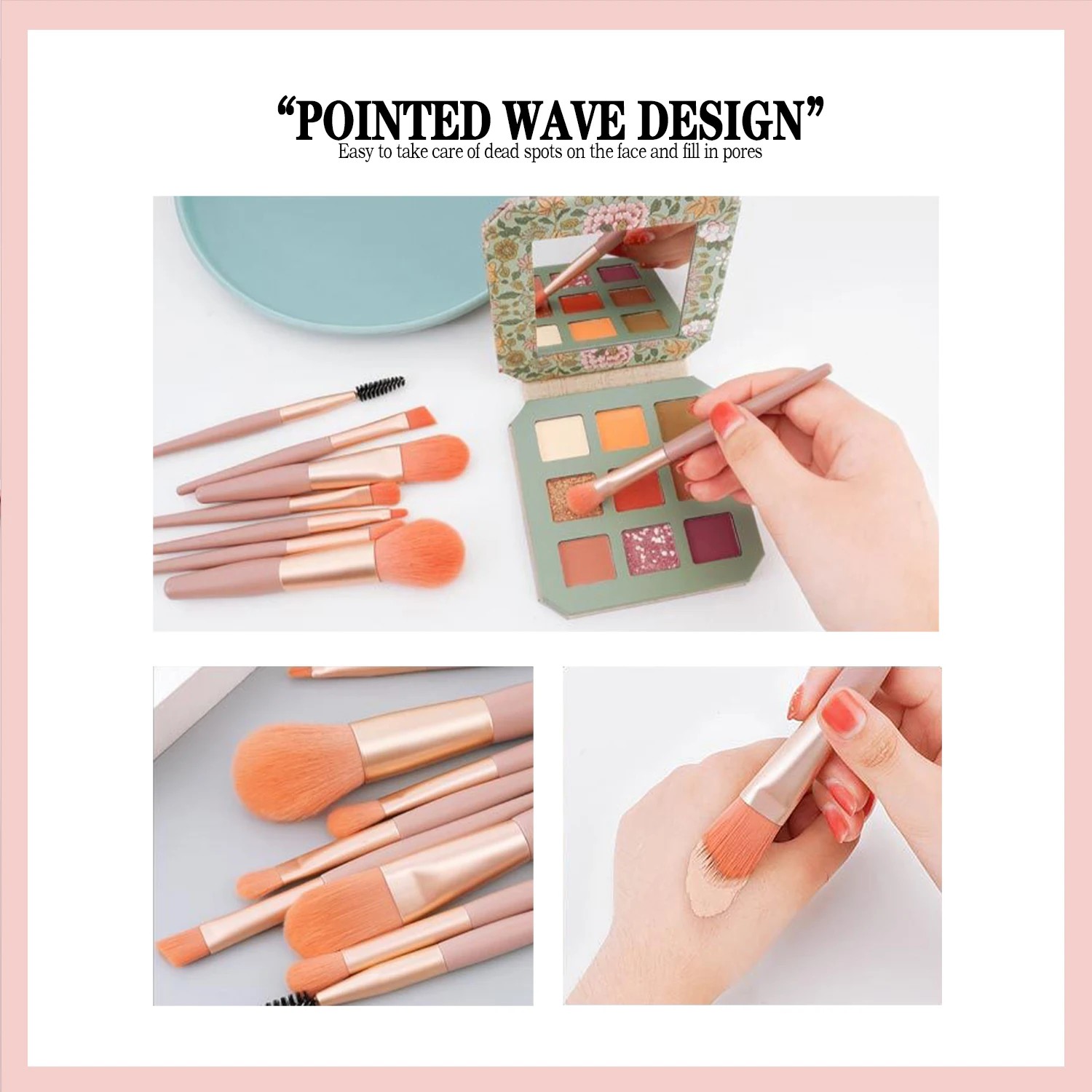 Conjunto de pincéis de maquiagem de 8 unidades – pincéis Kabuki macios e fofos para base, blush, pó e sombra, faça você mesmo, certificação, tamanho de viagem