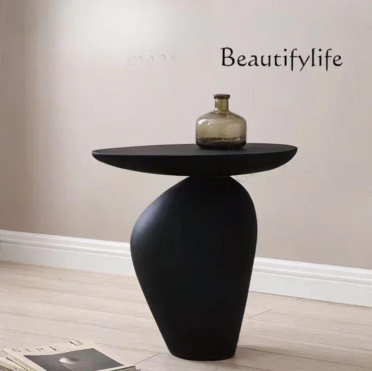 SQ Post-modern wabi wind pebble edge few black creative special-shaped home living room bedroom designer corner few