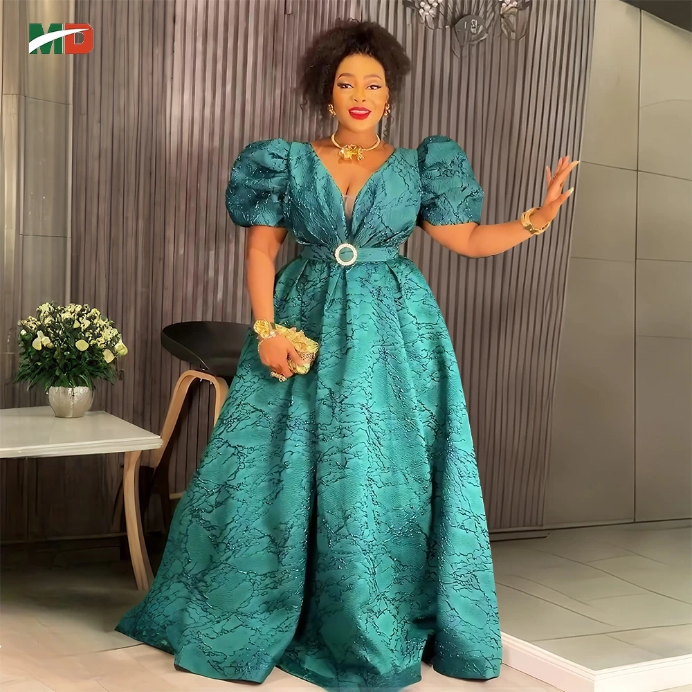 

MD African Clothes For Women Dress 2025 New Fashion Wedding Party Dress Vintage Summer Gown Casual Puff sleeves Maxi Vestidos