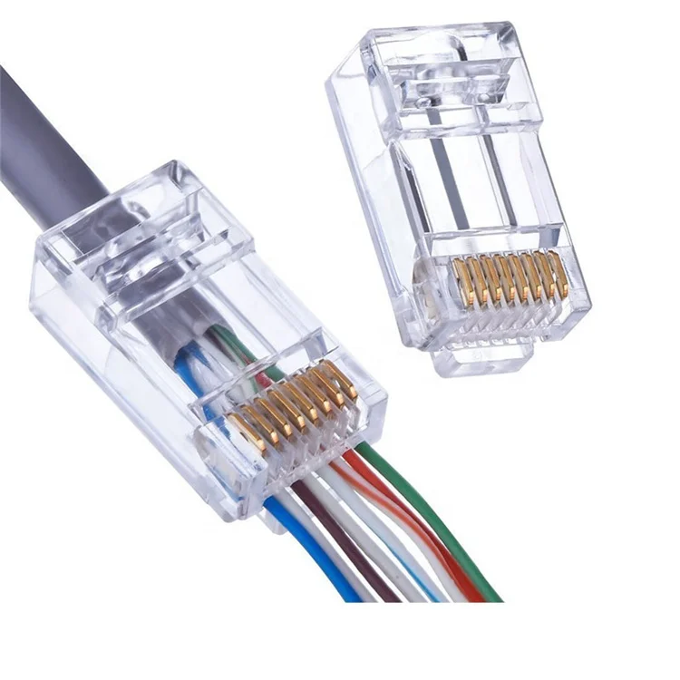 

Professional Factory PC Material Cat5e Cat6 Cat7 Ethernet RJ45 Pass Through Plug Connector Rj45 Adapter Networw Connector