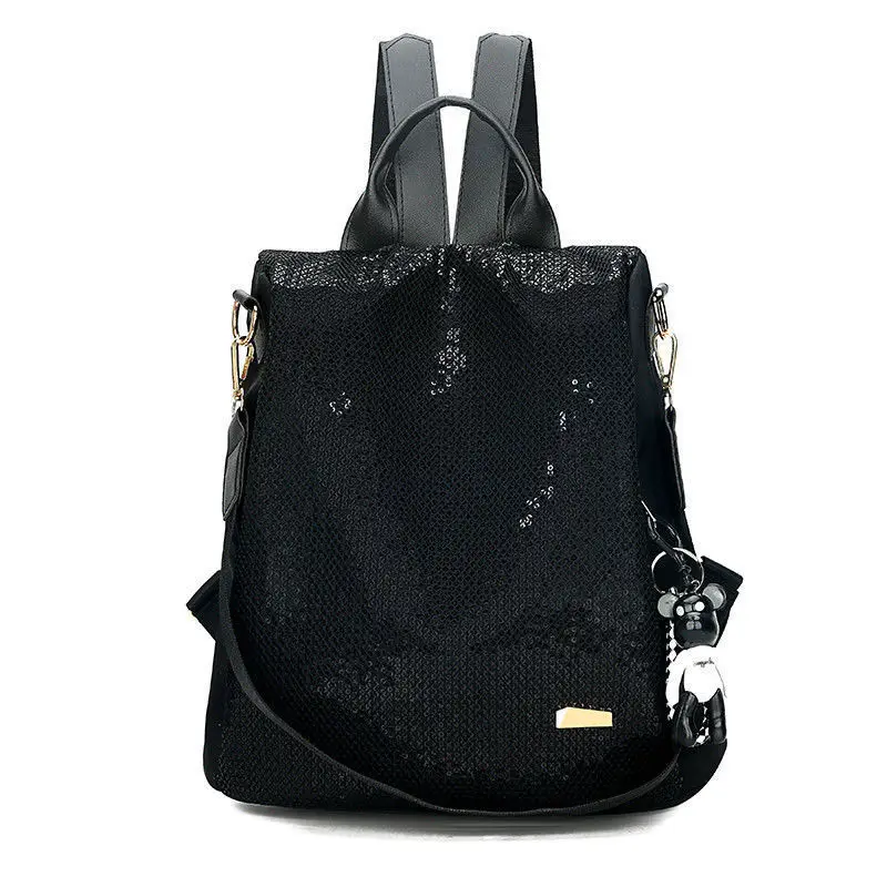 Solid Color Sequin Women Backpack Oxford High Quality Large Capacity Travel Female Bagpack 2023 Fashion Girls School Back Packs