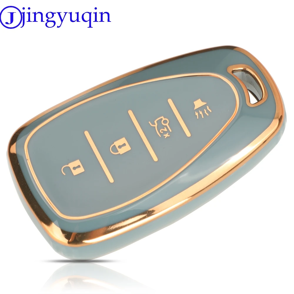 jingyuqin Replacement Smart TPU Remote Key Shell Case For Chevrolet Chevy Camaro Cruze Malibu 2016 2017 2018 2019 2020 4Buttons view 4