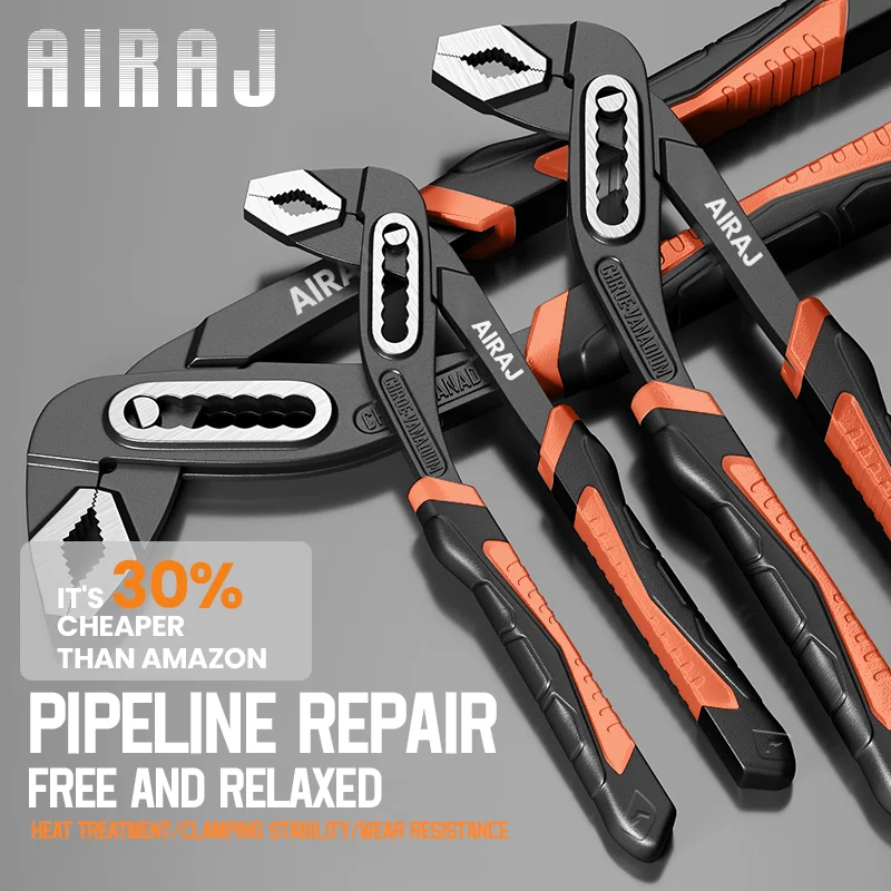 AIRAJ 8/10/12 Inch Multifunctional Adhesive Pump Pliers, Quick Release Water Pipe Pliers, Industrial Grade Electrician Tool