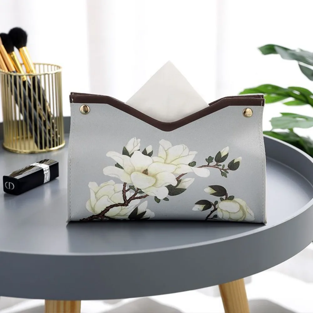 Creative Chinese Tissue Box Waterproof Home Living Room Paper Drawer Floral Paint Tissue Box Easy to Clean Printing Storage Box