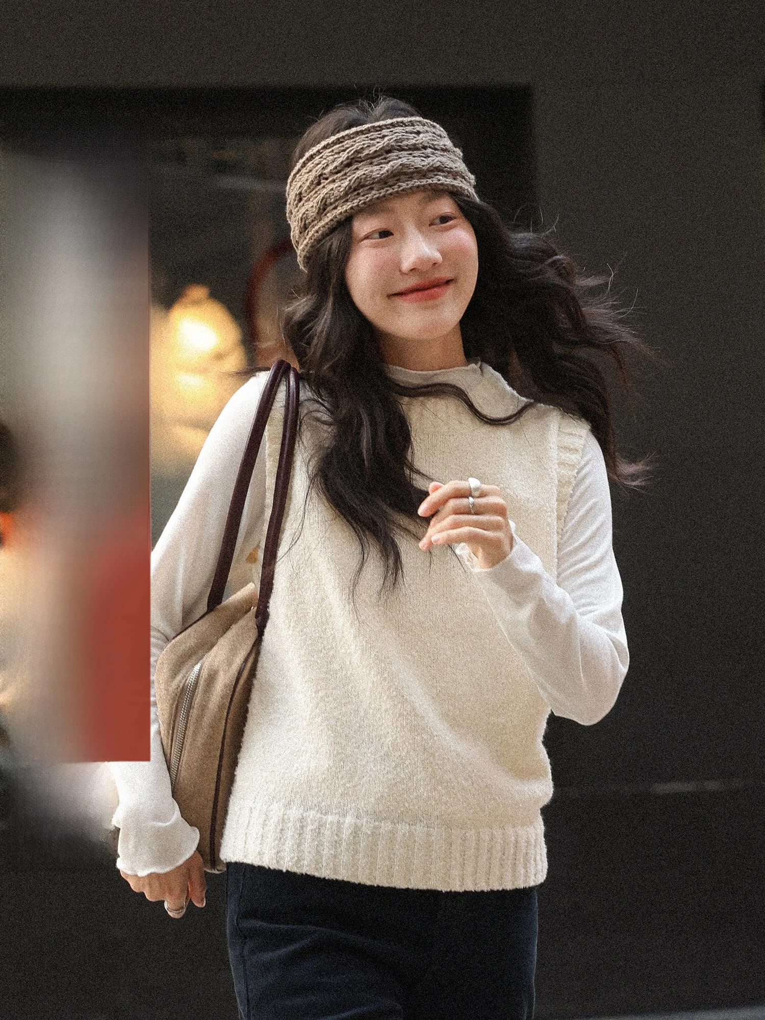 

Корейский женский вязаный жилет с круглым вырезом, многослойная верхняя одежда, осенне-зимний, модный, повседневный, свободного кроя, цветной