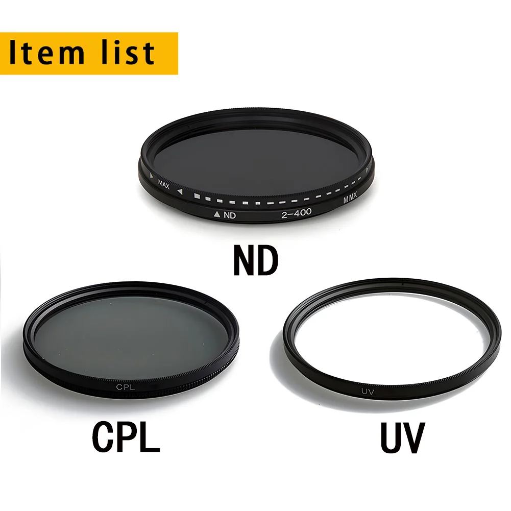 Variabler ND-Filter für Kamera, Einstellbarer Neutraldichtefilter (ND2-ND400) - 37 40,5 43 46 49 52 55 58 62 67 72 77 82 MM