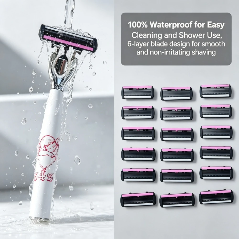Men's Manual Razor 6-Layer Precision Blade System Replaceable Refills, Long-term Use, Men & Women Suitable Great Gift Idea