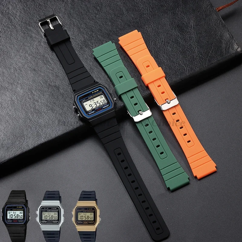 حزام ساعة سيليكون ل كاسيو F-91W W-800H 18 مللي متر ل W800H SGW400 F84 F105/108 A158/168 AE1200/1300 أساور مطاطية رياضية للرجال #1