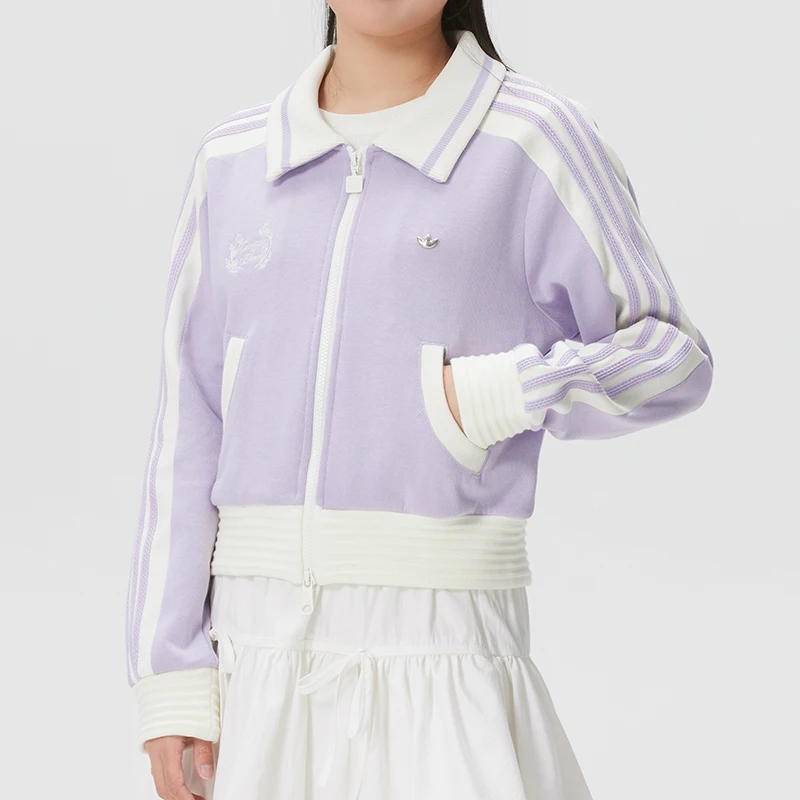 Adidas (Adidas) Trefoil Jacket Women's Sportswear Trendy Fashion Casual Wear Knitted Lapel Jacket Ky2151