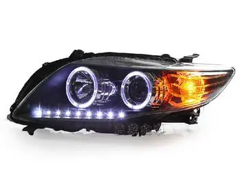 2pcs Tuning Cars Head Lamp For Corolla 2007~2010year Headlights LED DRL Running Lights Bi-Xenon Beam Fog Lights Angel Eyes