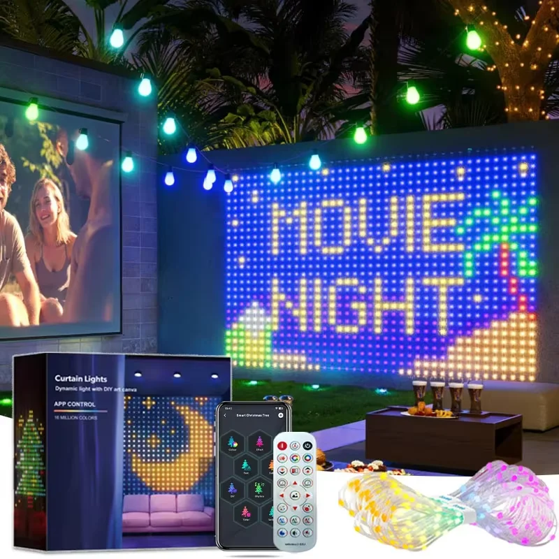 بلوتوث App التحكم RGB LED سلسلة USB DIY نص نمط عرض ديكور غرفة الحفلات مقاوم للماء الجنية ضوء أضواء الستار الذكية.